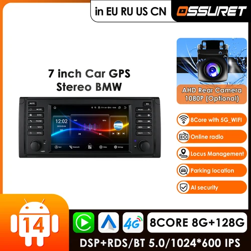 Carplay Android Auto Radio Odtwarzacz multimedialny dla BMW E39 E53 M5 1995-2003 Nawigacja GPS Stereo HeadUnit Inteligentne systemy samochodowe