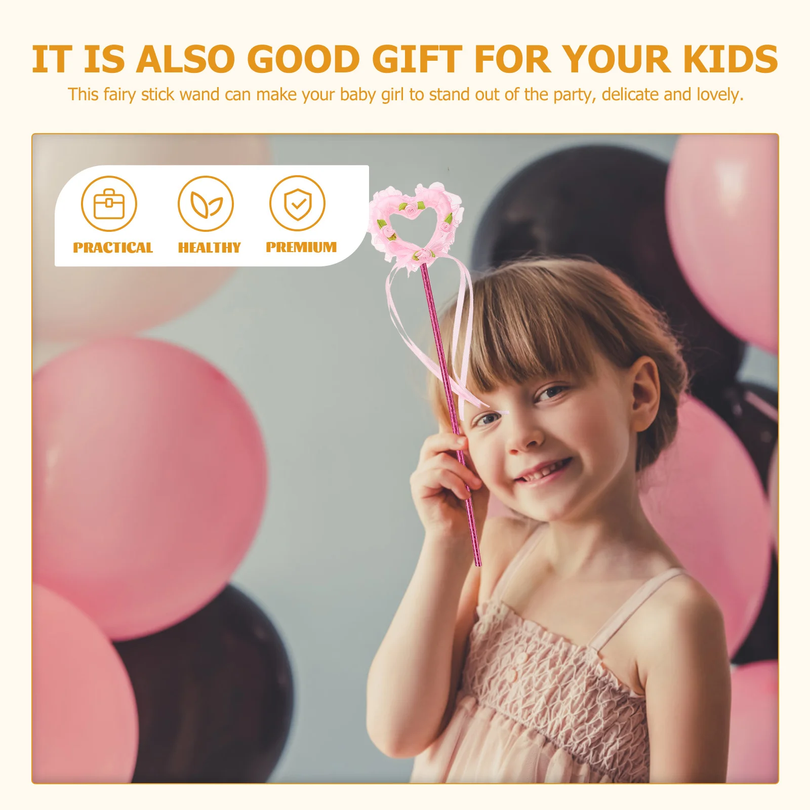 Varinha de fada de coração 4 peças para meninas, iluminada, decoração de festa infantil durável, presente de aniversário, adereço de cosplay, brincadeira de simulação