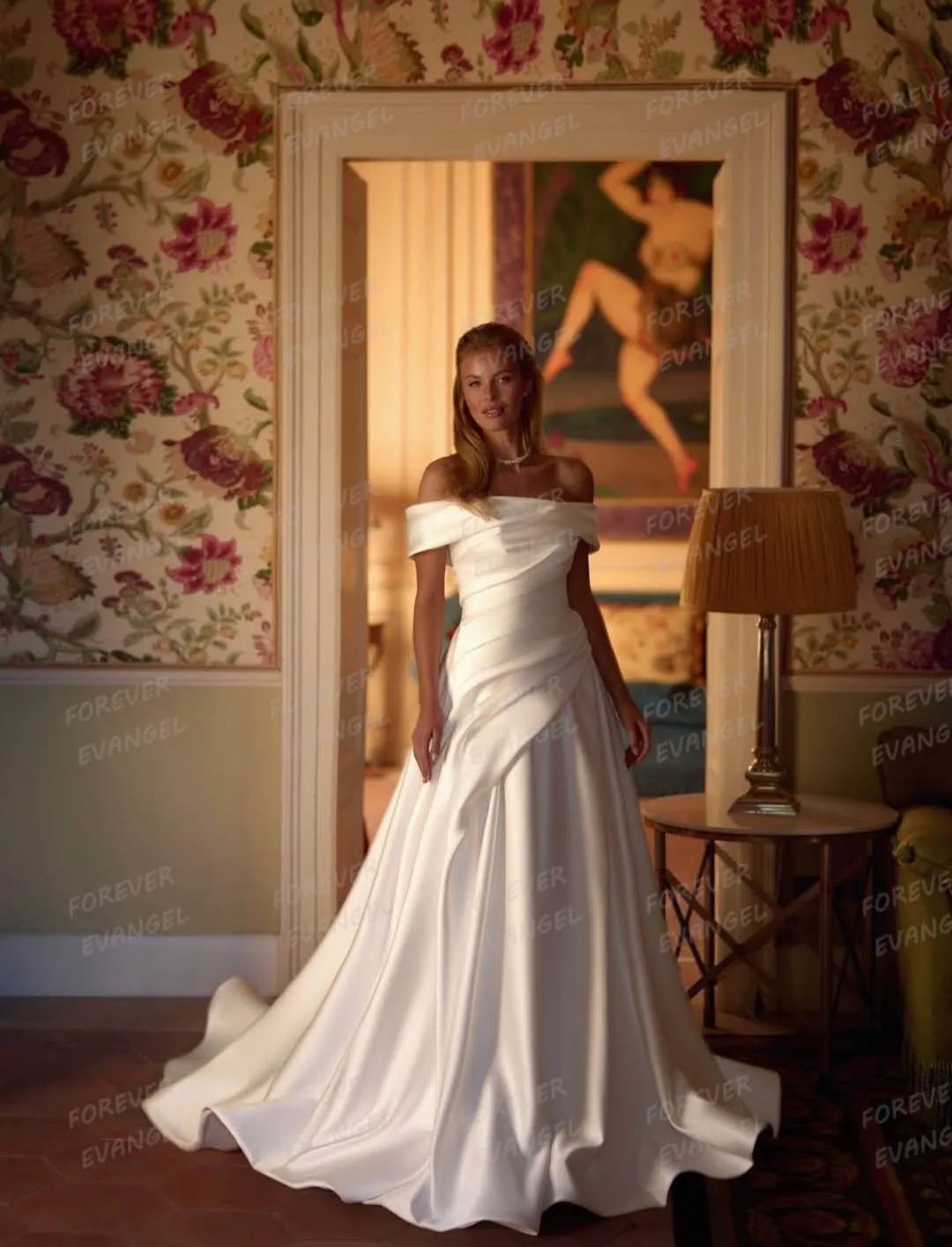 ชุดแต่งงานแบบเรียบง่าย ปี 2026 ทรงเอ ไลน์ สำหรับผู้หญิง แบบเปิดไหล่ แต่งระบาย ผ้าซาติน ชุดเจ้าสาวแบบไม่มีแขน  ชุดราตรีแบบเป็นทางการ  สามารถสั่งตัดได้  ชุดแต่งงาน