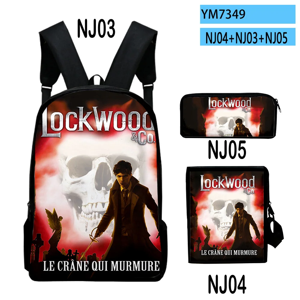 Trendy Lockwood & Co Tv Show 3D Print 3pcs/Set pupil School Bags Laptop Daypack Backpack Inclined shoulder bag Pencil Case