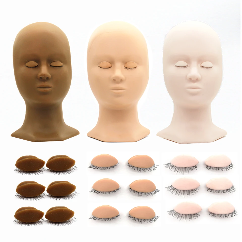 Lashprofessor Mannequin Training Head Practice Lash Extension Removable Eyelid Silicone Cosmetic Doll Face Makeup Model Supplier