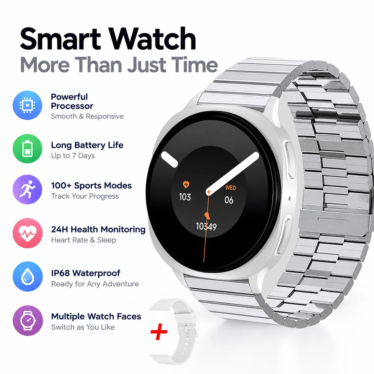 Mini Smart Watch with Large Display and Health Tracking