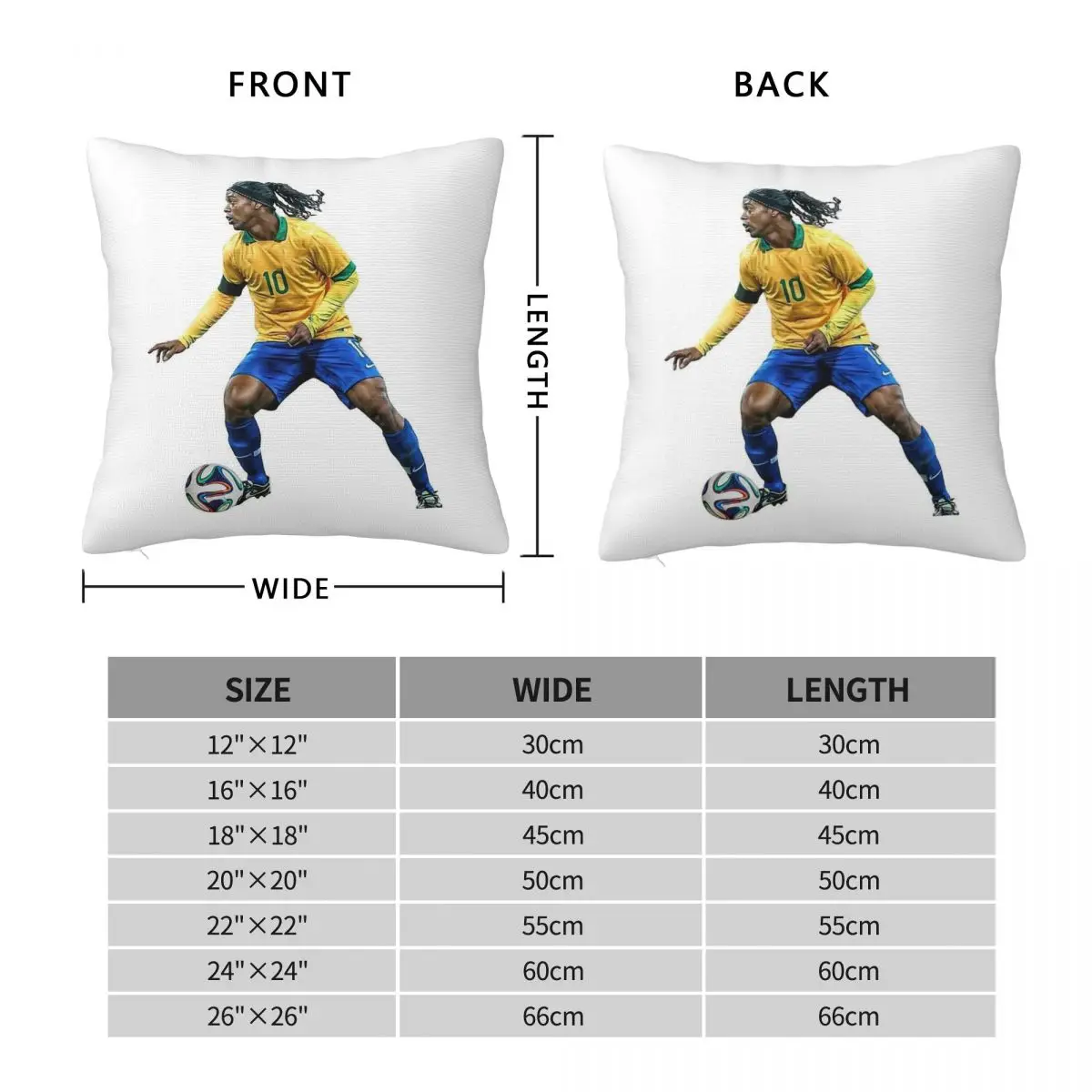 Ronaldinho Gaùcho Brazil Square Pillowcase Polyester Linen Velvet Pattern Zip Decorative Home Cushion Cover Wholesale 45x45