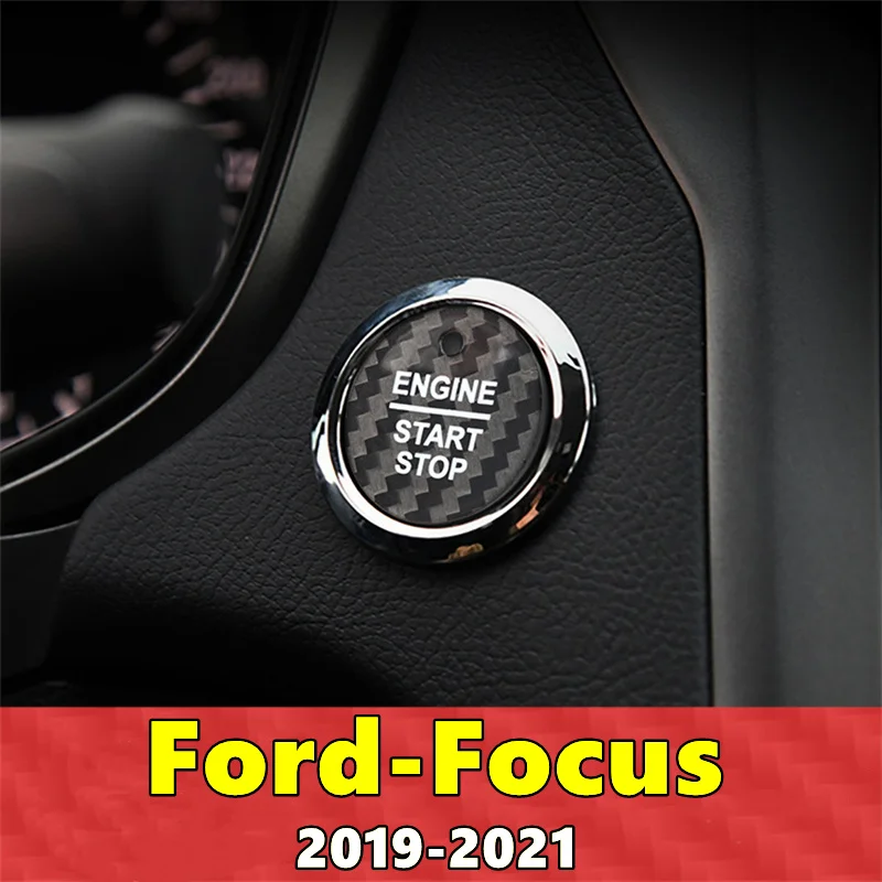 For Ford Focus Car Engine Start Stop Button Cover Real Carbon Fiber Sticker 2019 2020 2021