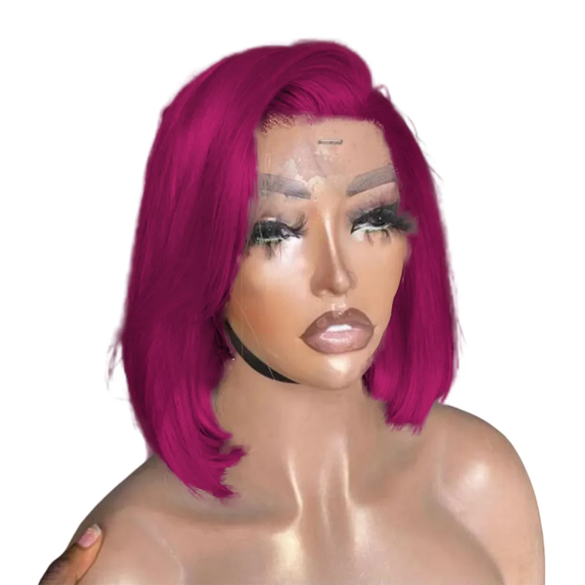 

Hot Pink Colored Short Bob Wig 13x4 Lace Frontal Wigs For Women 180% Density Straight Bob Wig synthetic Lace Front Wigs Cosplay