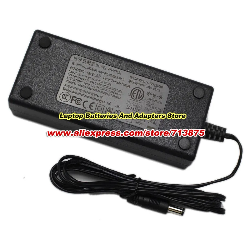 36V 2A 72W Class 2 Power Supply KP72A-360200 AC Adapter 5.5x1.7mm Power Adapter Charger