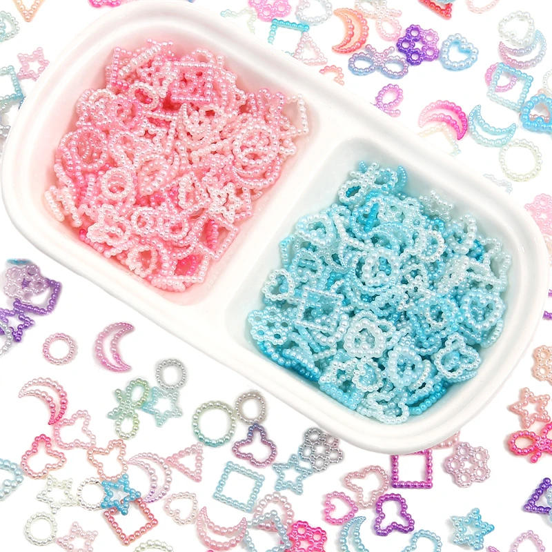 185Pcs Mix Dual Color Gradient ABS Pearl Shaped Patch Star Moon Sun Cream Adhesive Accessories DIY jewelry Accessories Wholesale