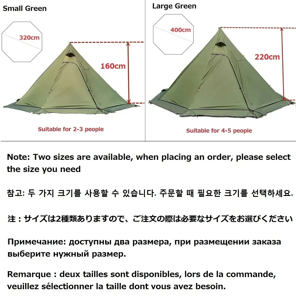 2024 New Pyramid Tent With Snow Skirt Ultralight Outdoor Camping Teepee With A Chimney Hole For Cooking Travel Backpacking Tent images - 6