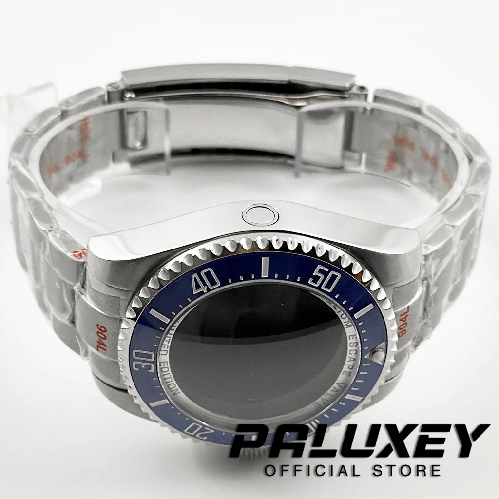 44MM Blue Ceramic Cezel Sapphire Crystal DEEP SEA Homage Big Watch Case With Bracelet Compatible Fit NH35 NH36 NH34 Movement