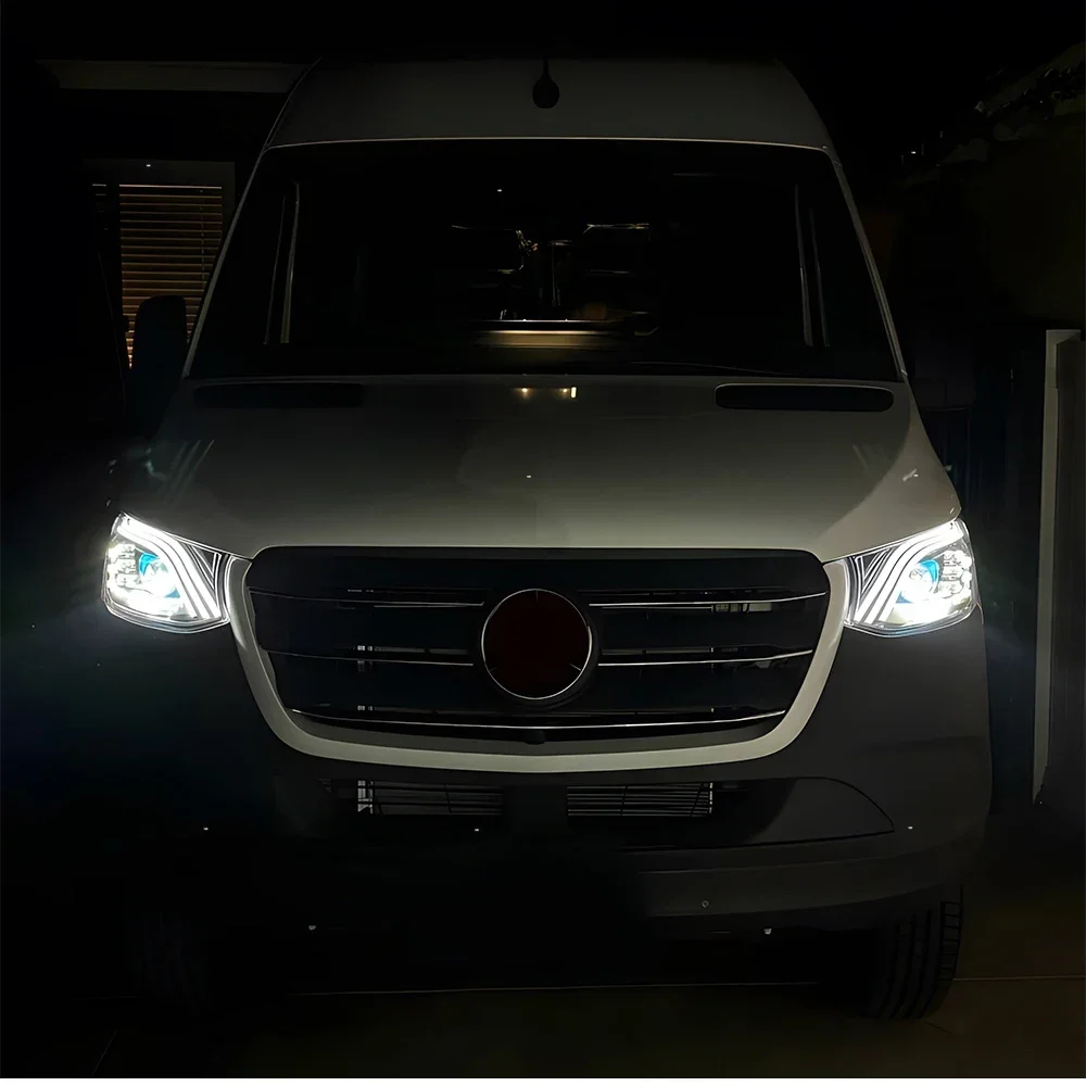 

Для Benz Sprinter 2018-2023 W907 обновление автомобильных фар Maybach EUversion стиль светодиодный автомобильный проектор аксессуары в сборе