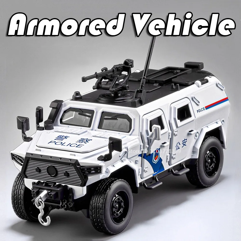 Modelo de coche blindado DongFeng MengShi 1:32, juguetes de Metal fundido a presión, puertas de vehículos todoterreno, modelos de decoración de luz y sonido abiertos