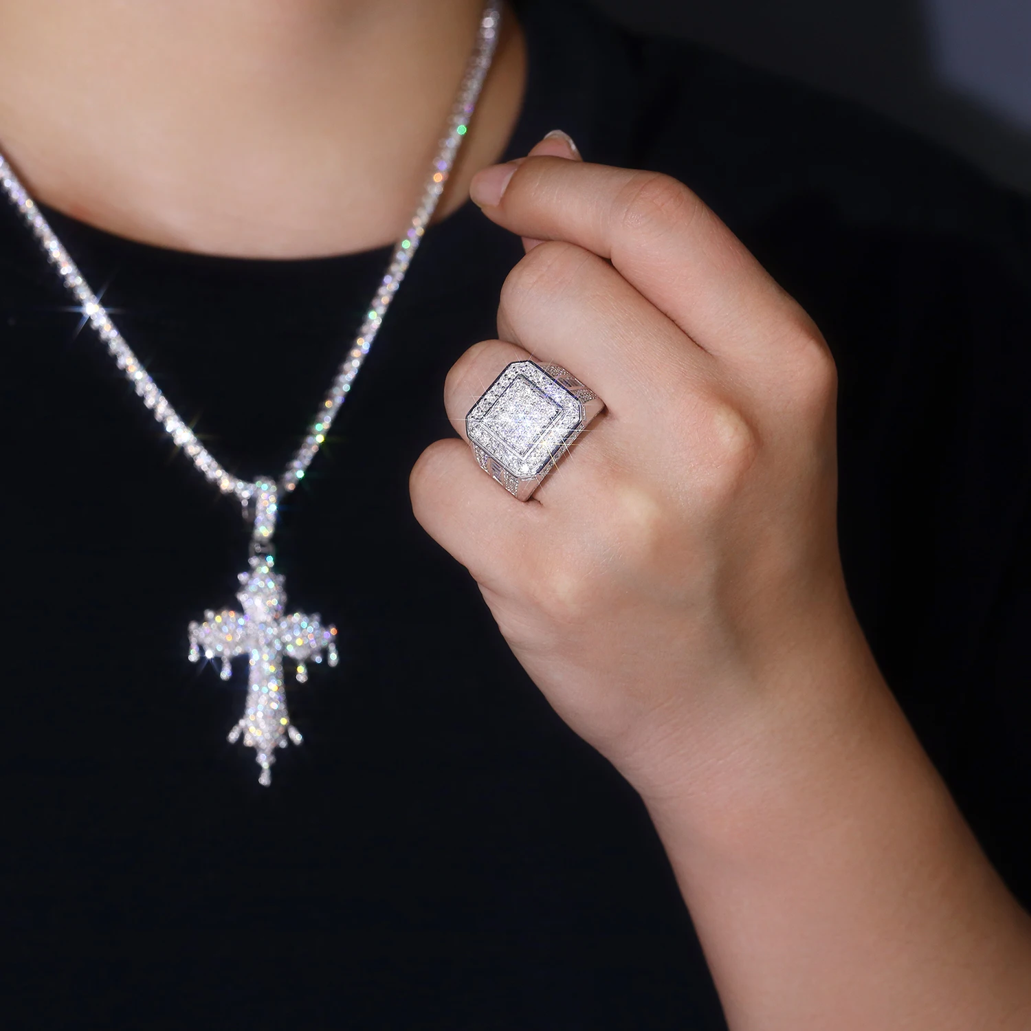 Jiuzuan anel completo de moiss - Street Fashion Rings avaliação e preço