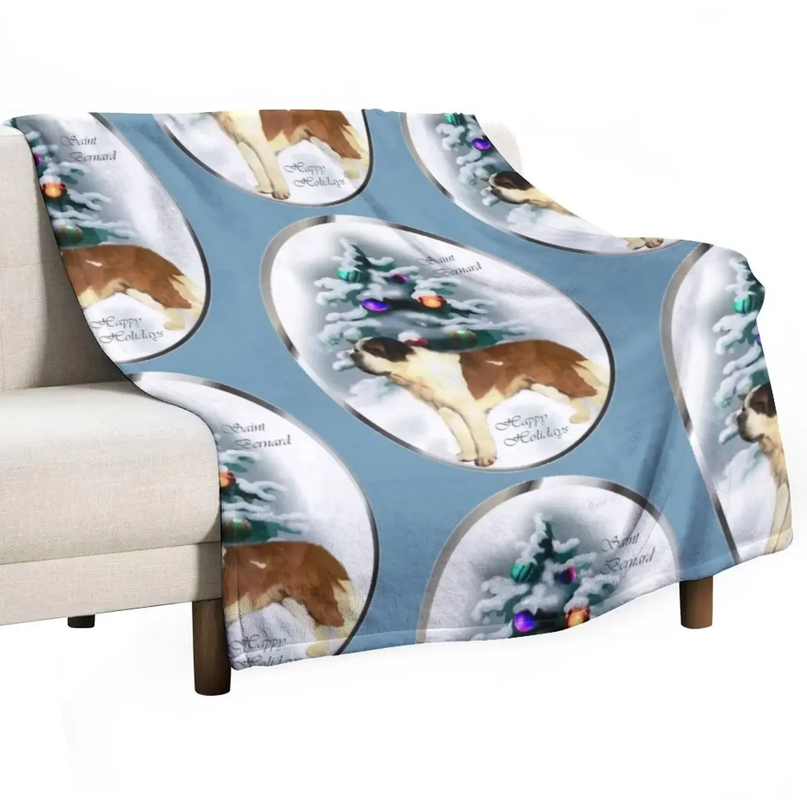 Saint Bernard Christmas Gifts Throw Blanket Bed covers Sleeping Bag Beach Blankets