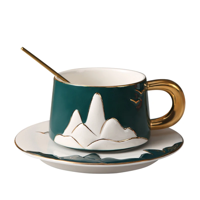 Nordic luksusowy kubek kawy kreatywny moda nowoczesny Design filiżanka do kawy ze spodkiem zestaw ceramiczne spersonalizowane kubki Platillo De Taza BC50FB