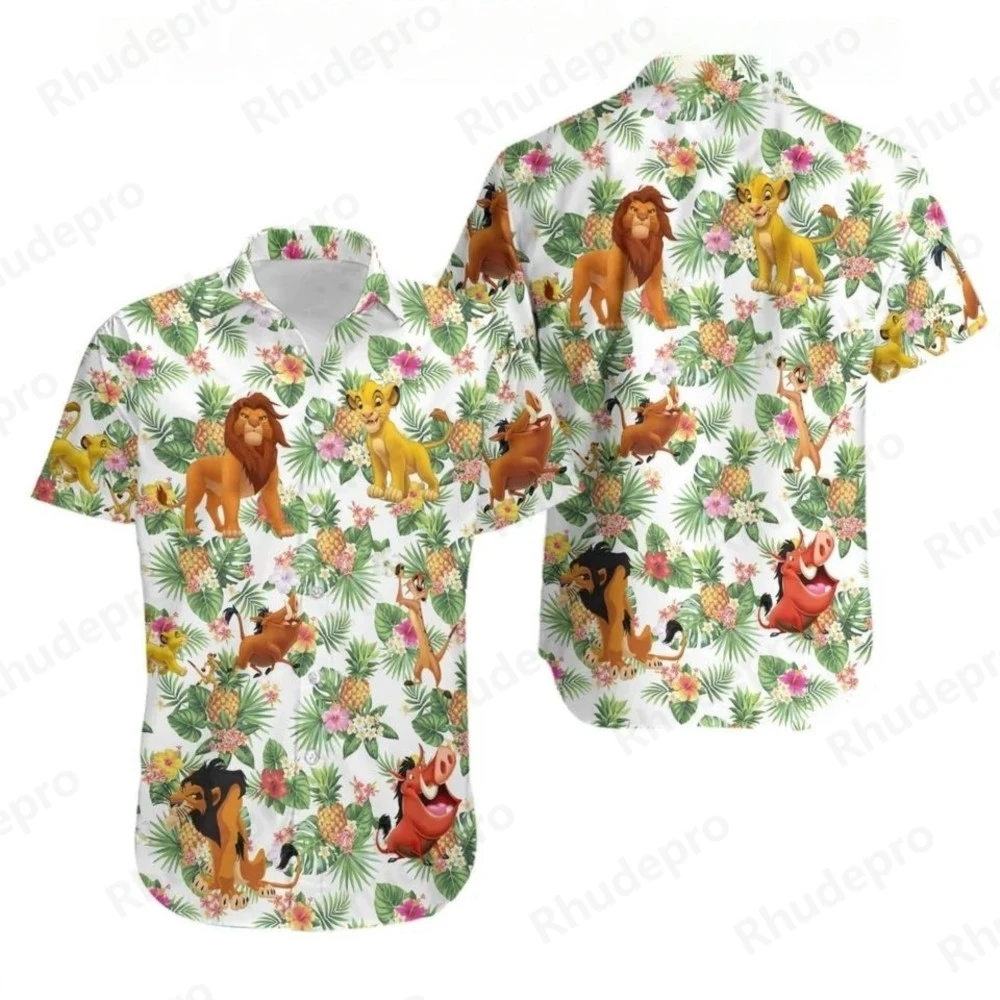 

Disney The Lion King 3D Print Hawaiian Shirts Men's Women 2025 Summer Casual Short Sleeve Beach Shirts Fashion Button Shirt
