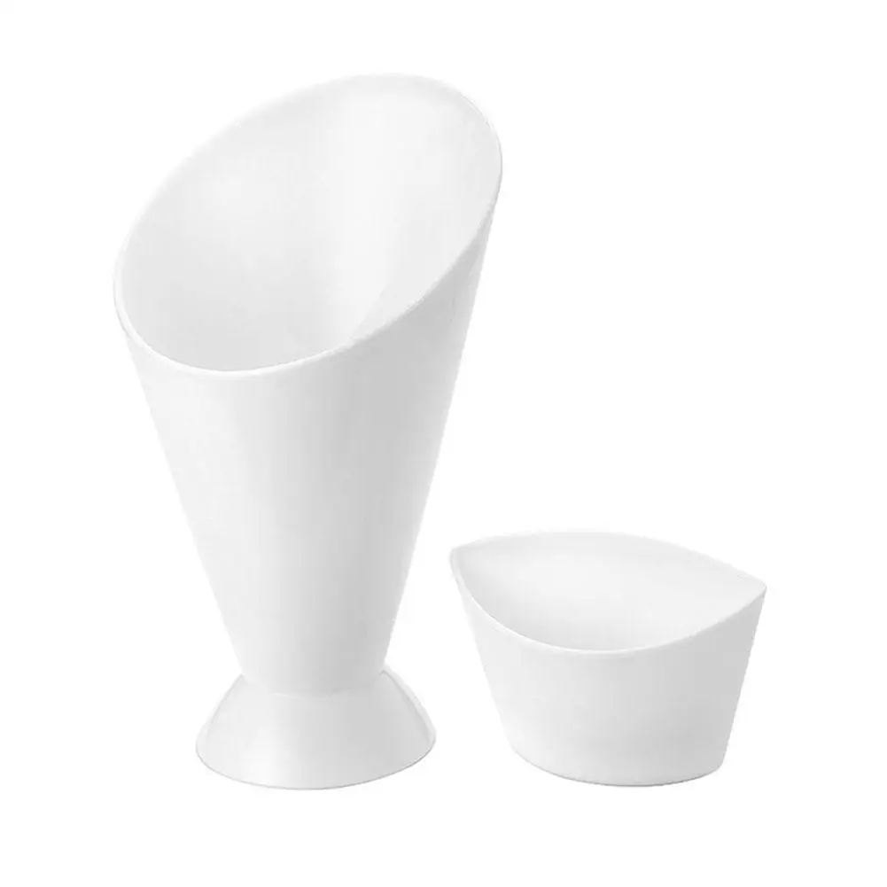 NEW 2 In 1 French Fries Cups Plastic Cups Sauces Snacks Dessert Plate Ketchup Slant Cup Two Cup Spout Kitchen Accessories
