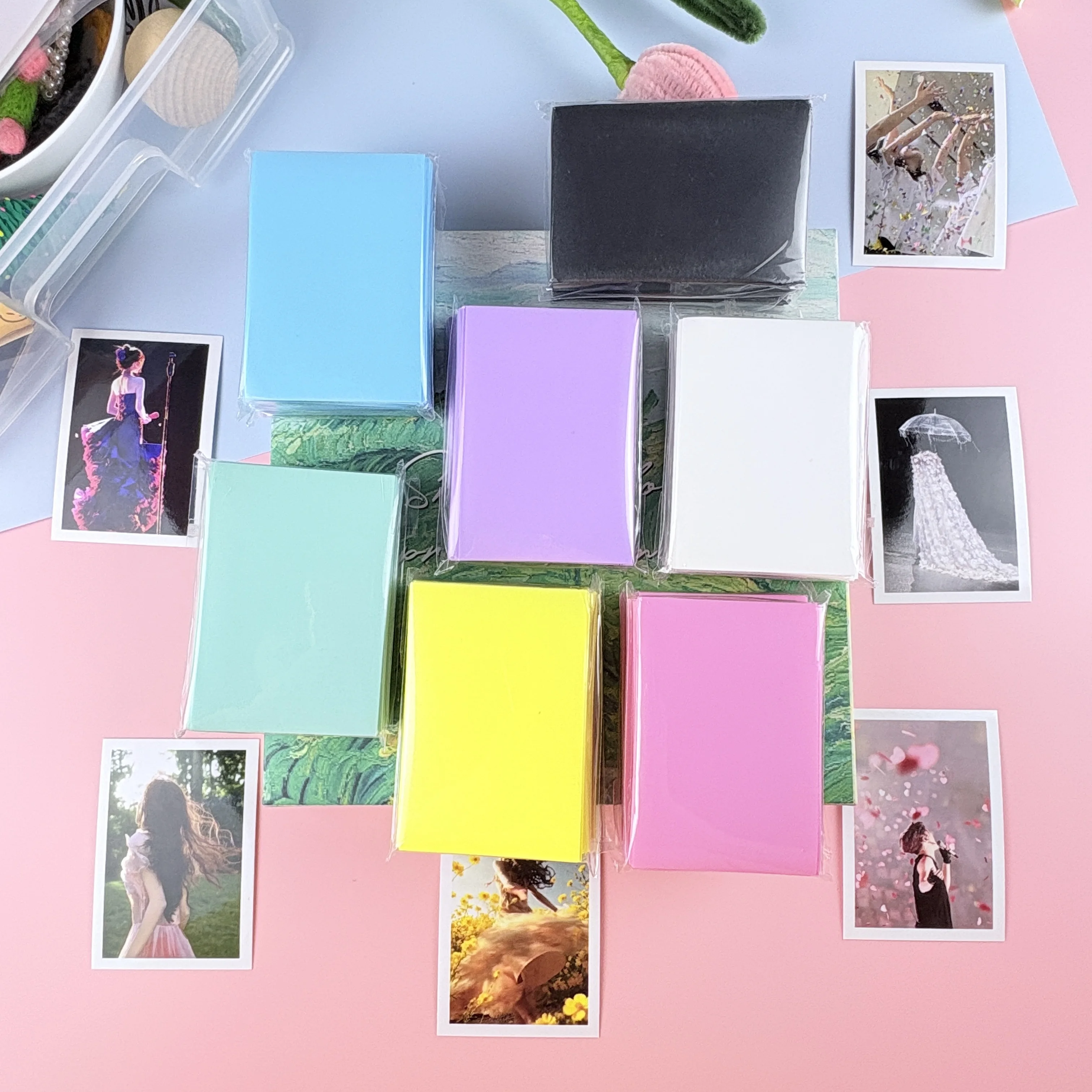 Card Sleeves Protector - 50枚～500枚入り、コレクションカード用スリーブ。サイズは61x91mm、66x91mm。K-POPの写真、アイドル、スポーツ、ゲーム、トレーディングカード用の透明な保護フィルム。