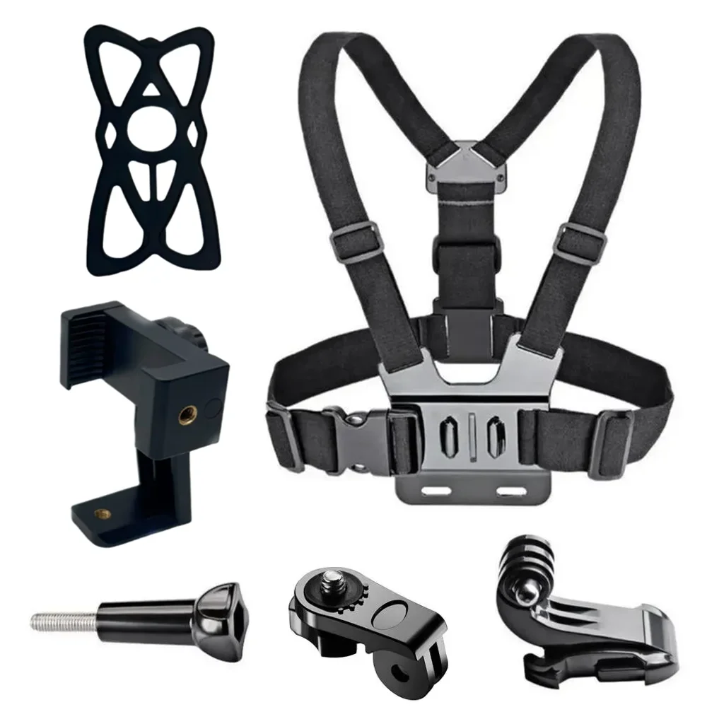 Correa para el pecho, soporte giratorio para teléfono para iphone, cinturón para teléfono inteligente, soporte para arnés corporal para cámara Gopro Hero 12 11 10 9 8 Insta360 Dji