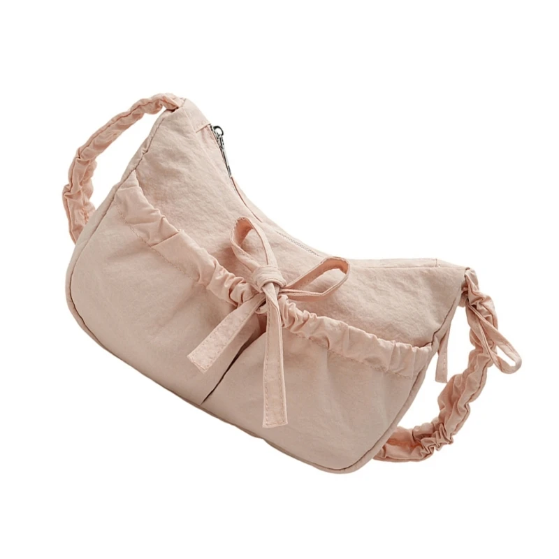 E74B Casual Nylon Underarm Bag With Elegant Butterfly Bows Shoulder Bags Crossbody Purse For Shopping And Dates