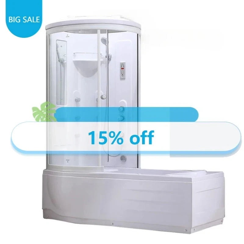 JIntegral Shower Room Bathroom L-shaped Glass Partition Integrated Household Toilet With BathtubJ