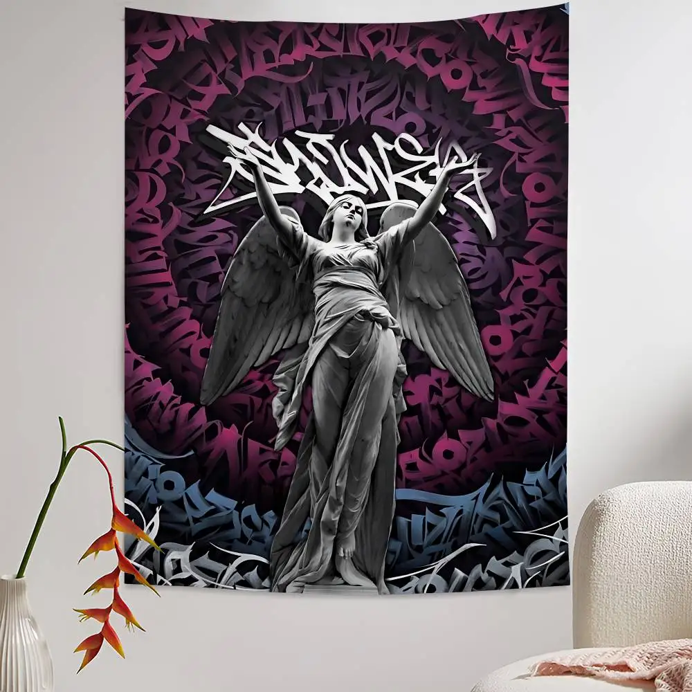 Fashion Graffiti P-Pokras T-Totem Art Printed Large Wall Tapestry Indian Buddha Wall Decoration Witchcraft Bohemian Hippie Wall