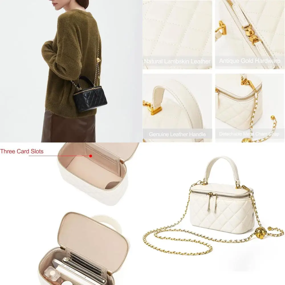 

Мини-кожаная сумка через плечо с верхней ручкой и ремешком-цепочкой для женщин — дизайнерский стеганый маленький кошелек