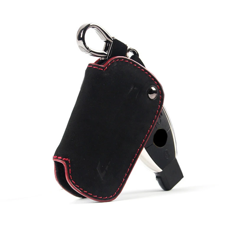 Leather Men Car Key Bag Case Cover Holder Chain For Mercedes Benz AMG A C E S GLA GLC CLA CLS GLE GLK R Class AUTO Accessories