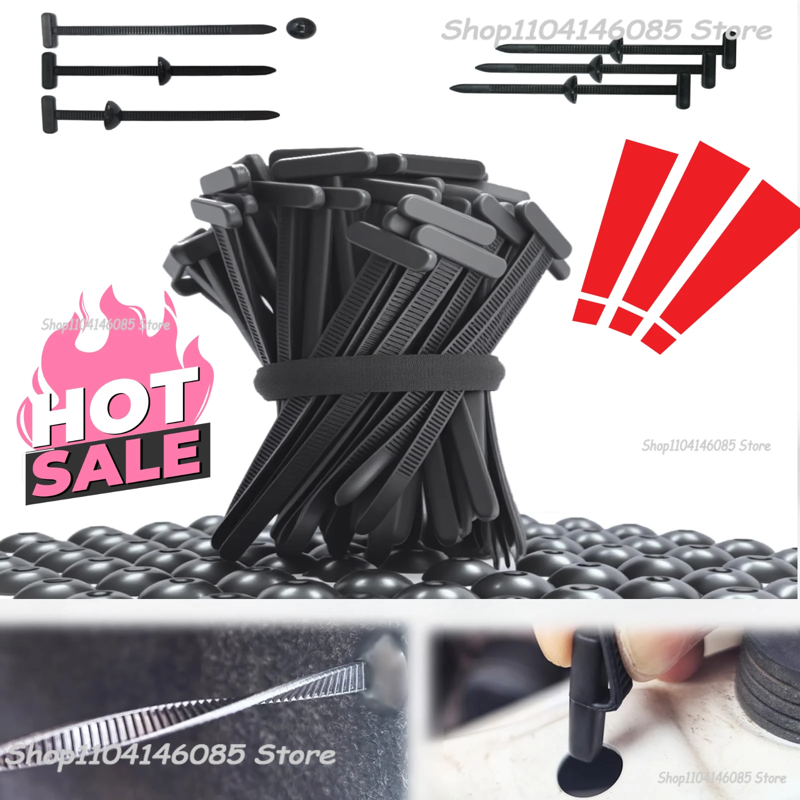 Self-Locking Cable Ties, Nylon Wire Management Clamps with Nails for Automotive Repair, Home DIY Tools