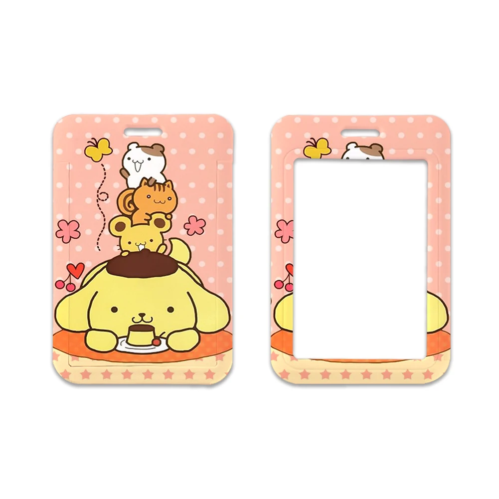 سانريو Kawaii الرقبة اسهم Pompompurin الكلب معرف شارة حامل حزام بطاقة العمل حافلة الوصول حامل بطاقة سلاسل المفاتيح الملحقات
