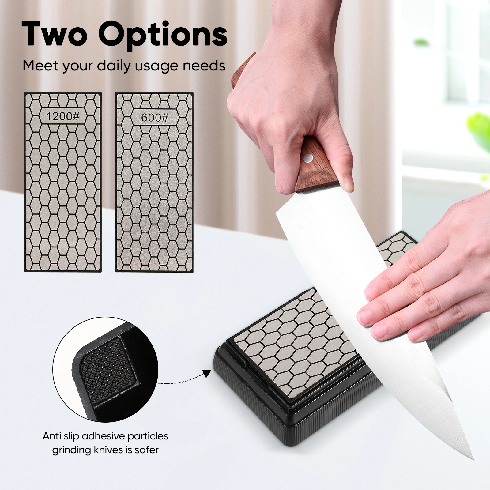 

Premium Double Sided Sharpening Plate 600 1200 Grit Diamond Stone for Knives Tools Non Slip Kitchen Sharpener