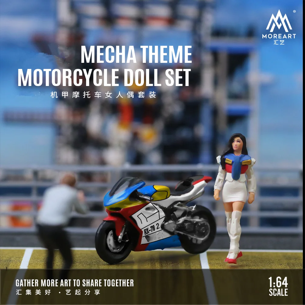 More Art 1:64 Mecha Theme  Motorcycle Doll Set Model For Display & Collection & Gift