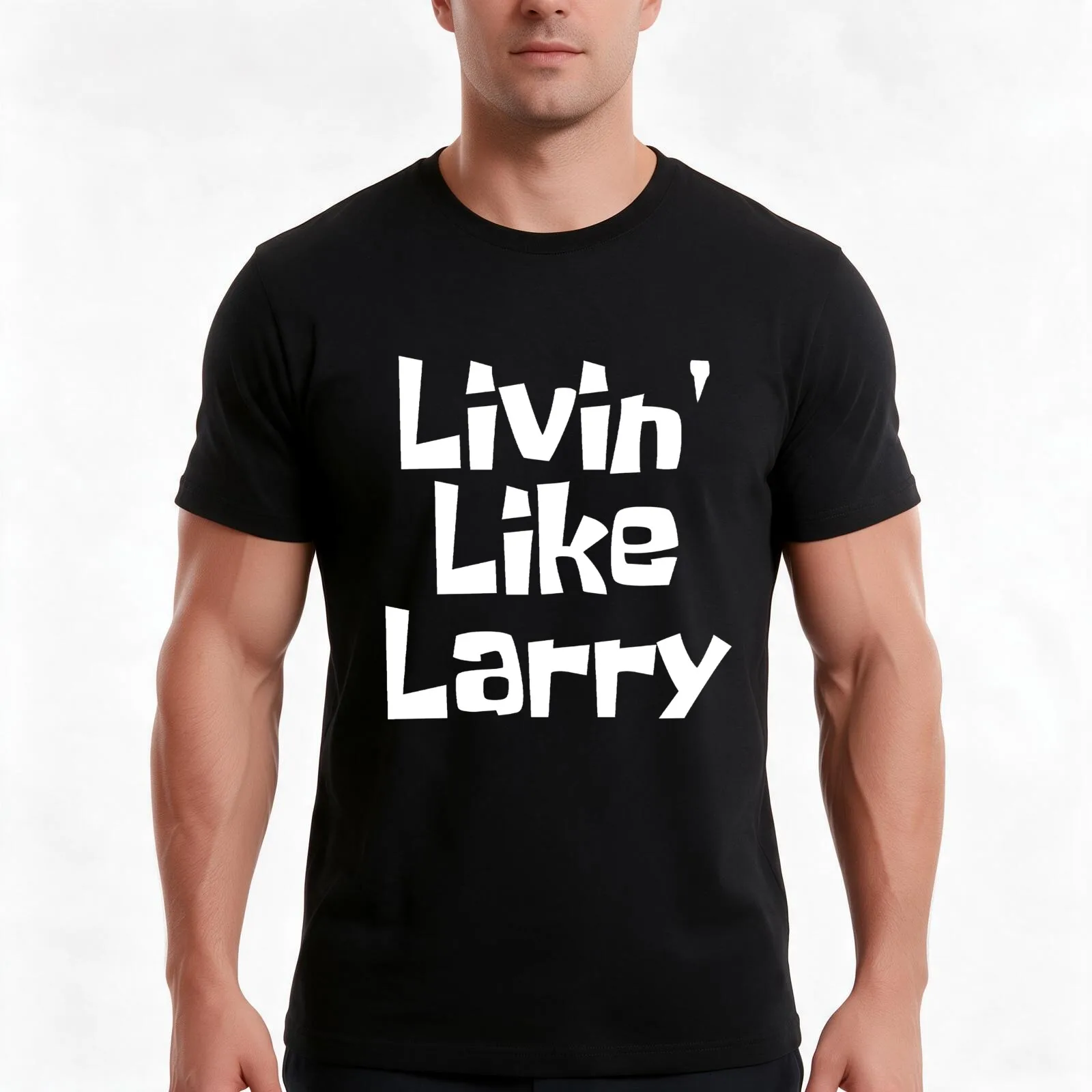 Livin' Like Larry T-Shirt, Summer Casual Cotton Tee, Oversized Streetwear Tops, Vintage Graphic Print, Loose Fit Short Sleeve