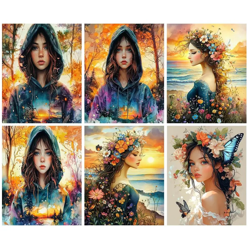 

PhotoCustom DIY Painting By Numbers Anime Girls Decorative Paintings HandPainted Gift Picture With Numbers For Adults Home Wall