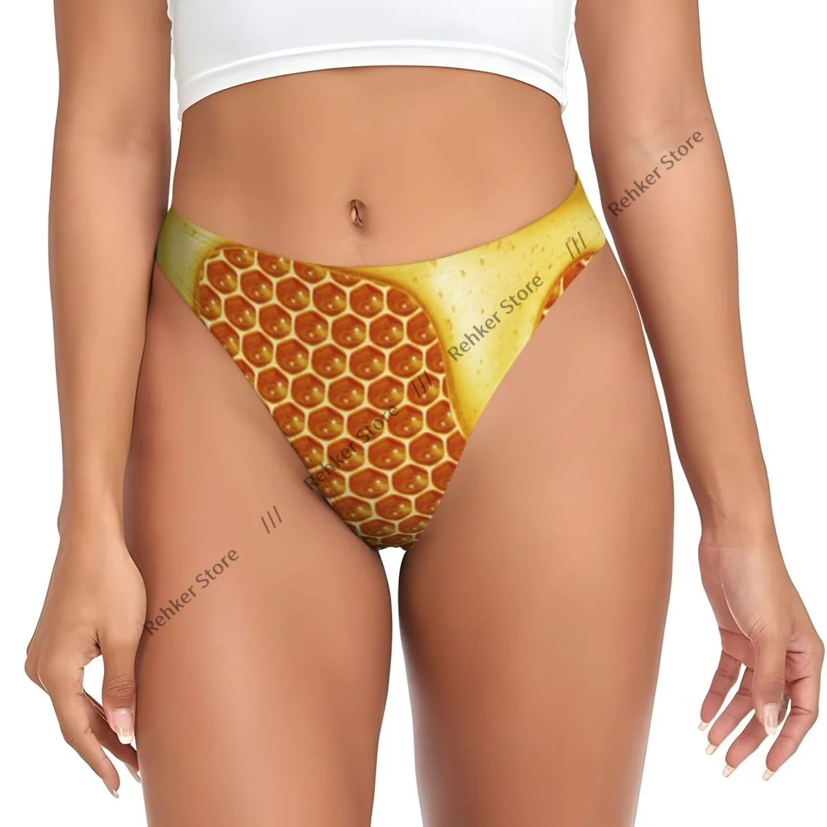 Sexy Women Underwear Honey Dripping On Honeycomb Background Thong Panties G-string