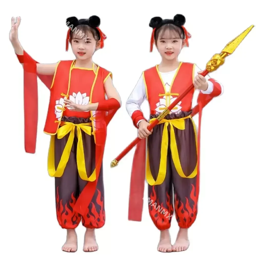 Nezha Cosplay Costumes For Kids Kindergarten Dance Clothes Halloween Cosplay Festival Dance Costumes Carnival Game China TV Role