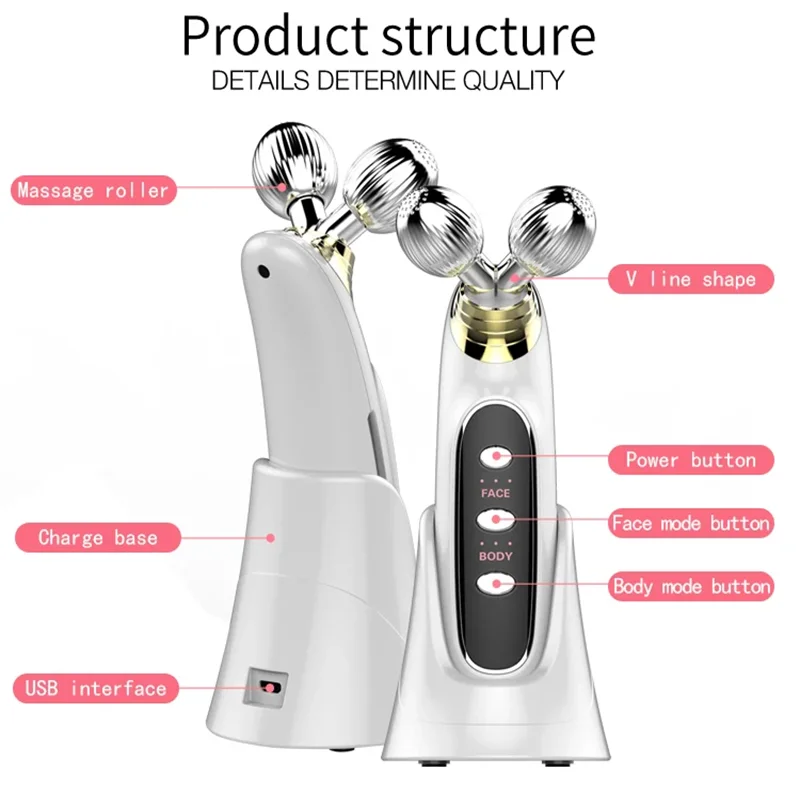 KAKUSAN 電気 Y 字型微電流 3D フェイスリフティングローラー EMSRF マイクロ振動フェイシャルリフティングボディローラーマッサージャー