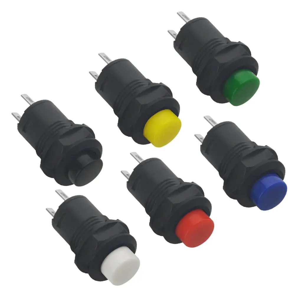 1/5/10pcs 12mm Self-Locking Latching Push Button Switch，ON/Off AC 250V/1.5A 125V/3A，Mini Round  Button Switch