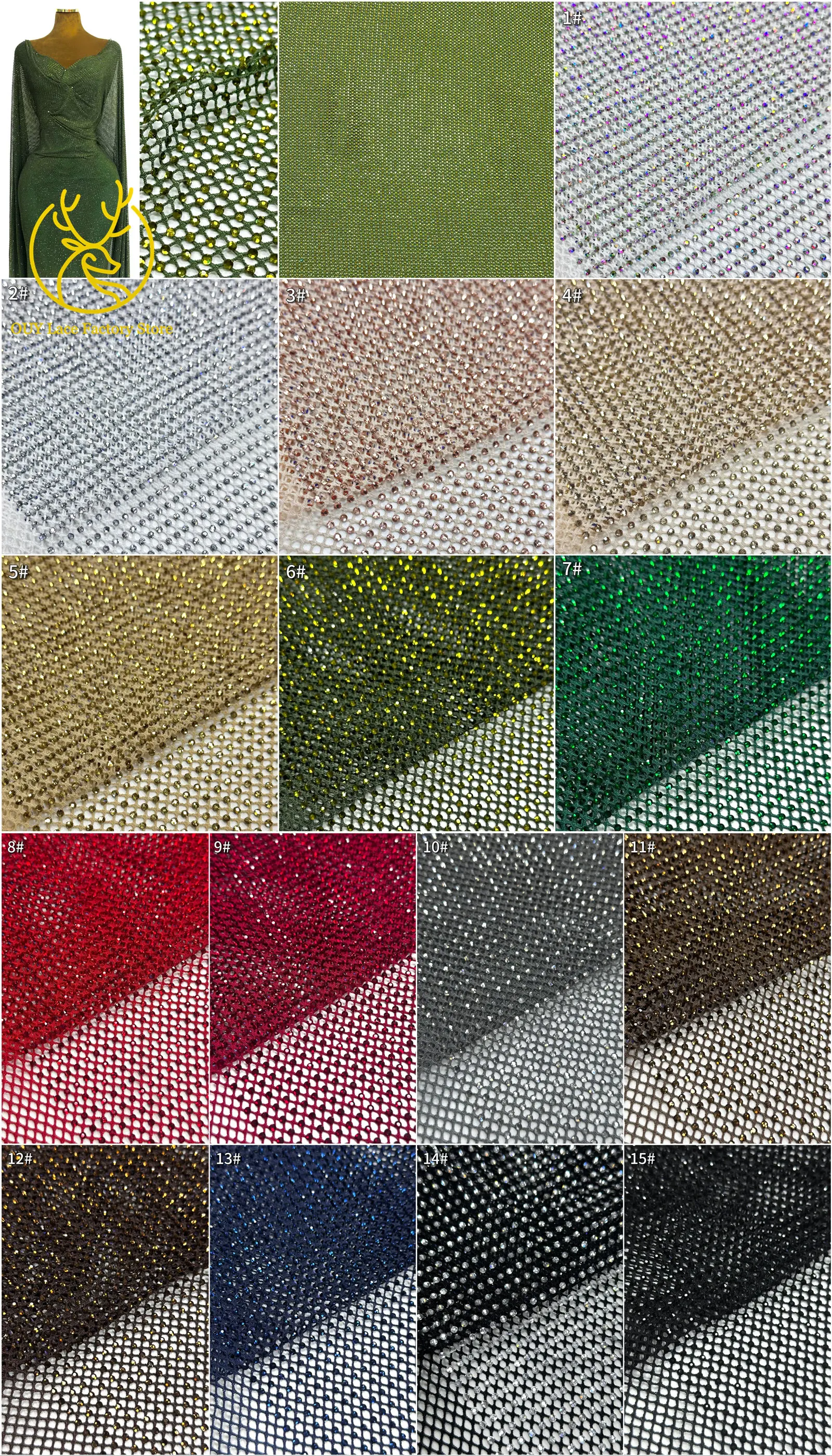 2,5 Yards Hochwertiger Dubai Edelstein-Netzspitzenstoff Hochqualitative Afrikanische Spitze Nigerianischer Steinspitzenstoff für Damen-Abendkleider – Detail 3