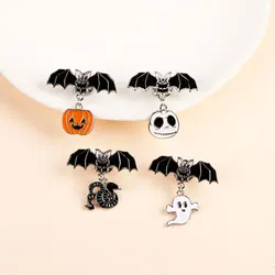 Dark Punk Style Halloween Enamel Brooch Creative Bat Pumpkin Skull Ghost Snake Lapel Pin Badge Backpack Clothing Hat Accessories