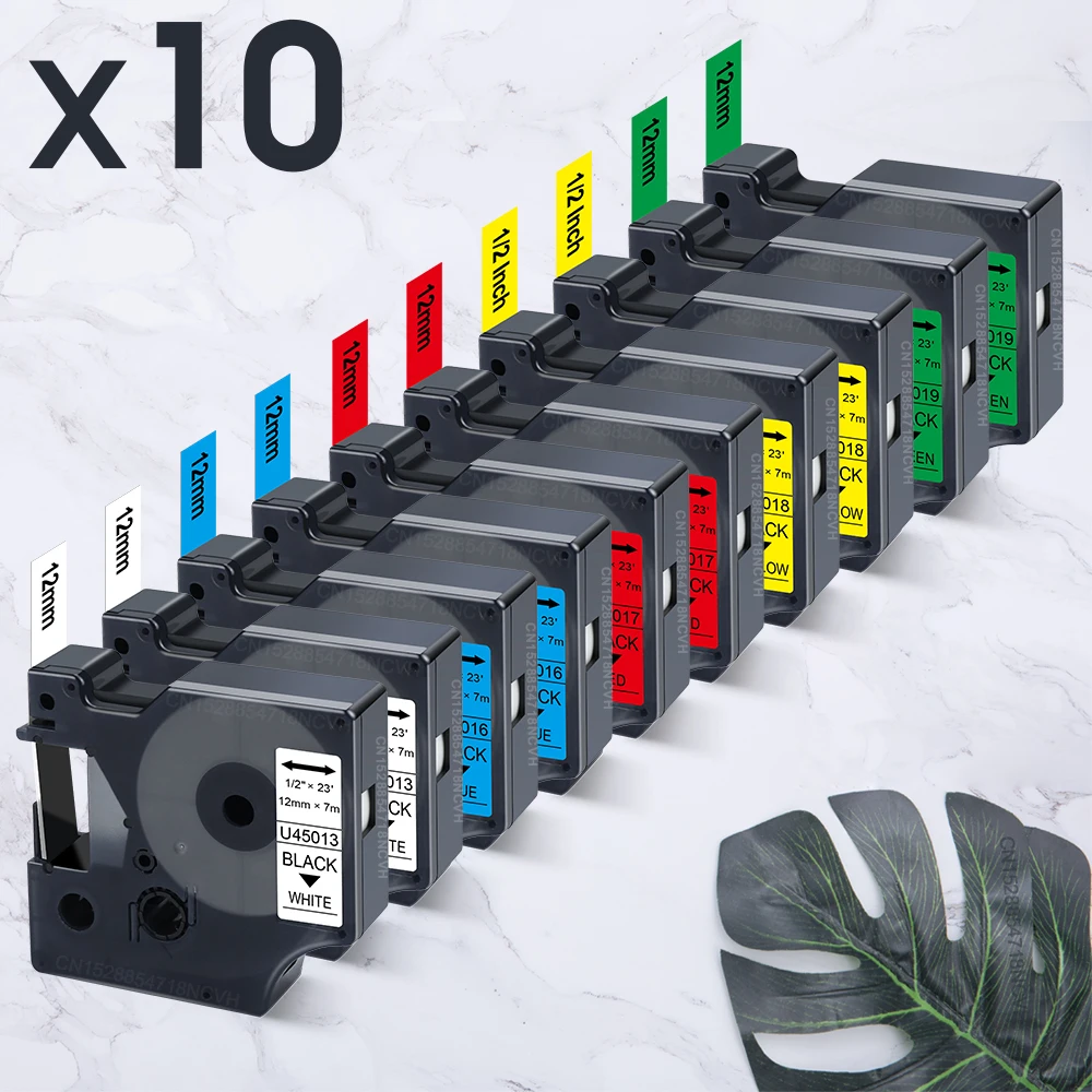 2PK ~ 10PK 45013 6/9/12mm para cintas Dymo D1 45013 45010 45016 45017 45018 45019 reemplazo de cinta de impresora para etiquetadora Dymo LM160 280