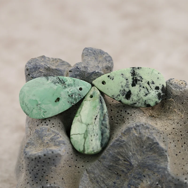 B&F 3PCS African Turquoise Earring Beads , Handmade Natural stones beads, Stones for jewelry Making Supplies