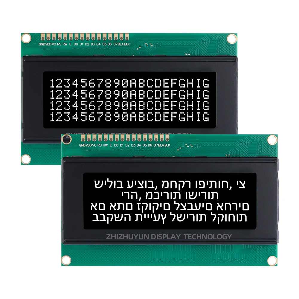 2004A Hebrew Character LCD Module Display Screen BTN Black Film Purple 20*4 Industrial Control Industrial Display LCD Screen