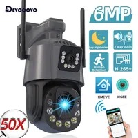 6MP Wifi PTZ IP Camera Outdoor Dual Lens Dual Screen 50x 30X Zoom Human Detection Wireless CCTV Security Surveillance Camera 2K