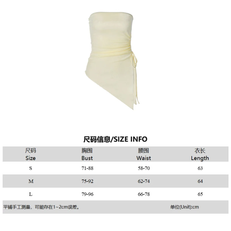 Summer Women Y2K Sexy Sleeveless Sampic Drawstring Strapless Backless Tank Top Asymmetrical Vest Party Club Outfits Tops