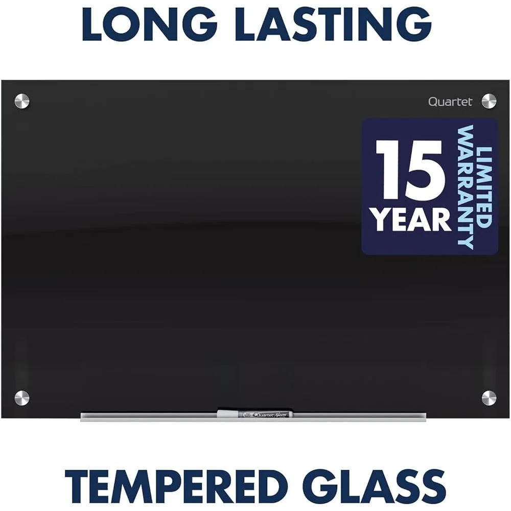 Magnetic Dry Erase Glass Whiteboard Office Meeting Board Frameless Design High Power Magnets Accessory Tray Included