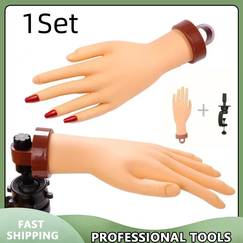 

1Set Flexible Soft Adjustable Nail Art Fake Hand Prosthetic Model Plastic Finger Practice Tool for Manicure Training Display