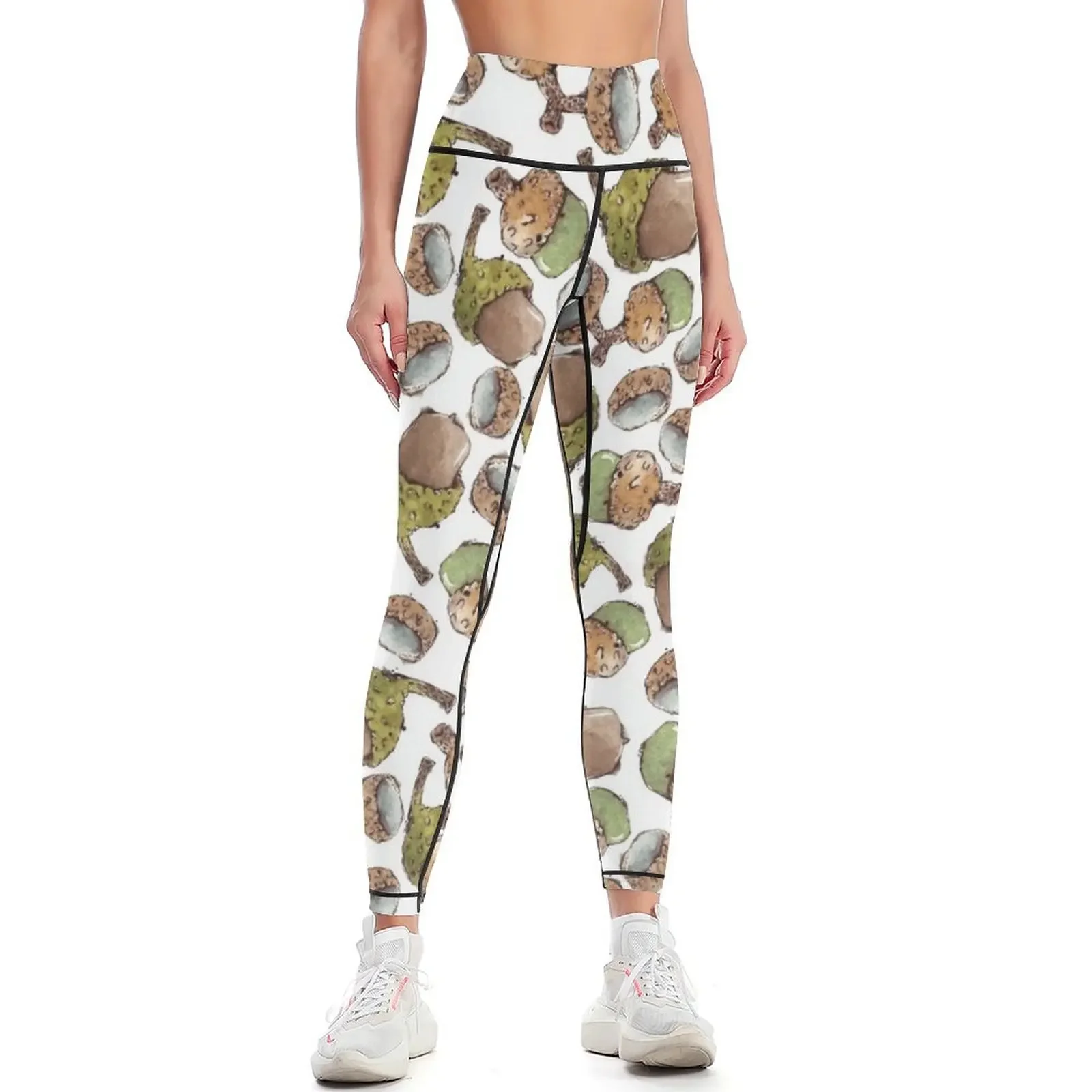 

Watercolor Acorns Leggings Women's fitness gym wear gym pants harem pants Womens Leggings