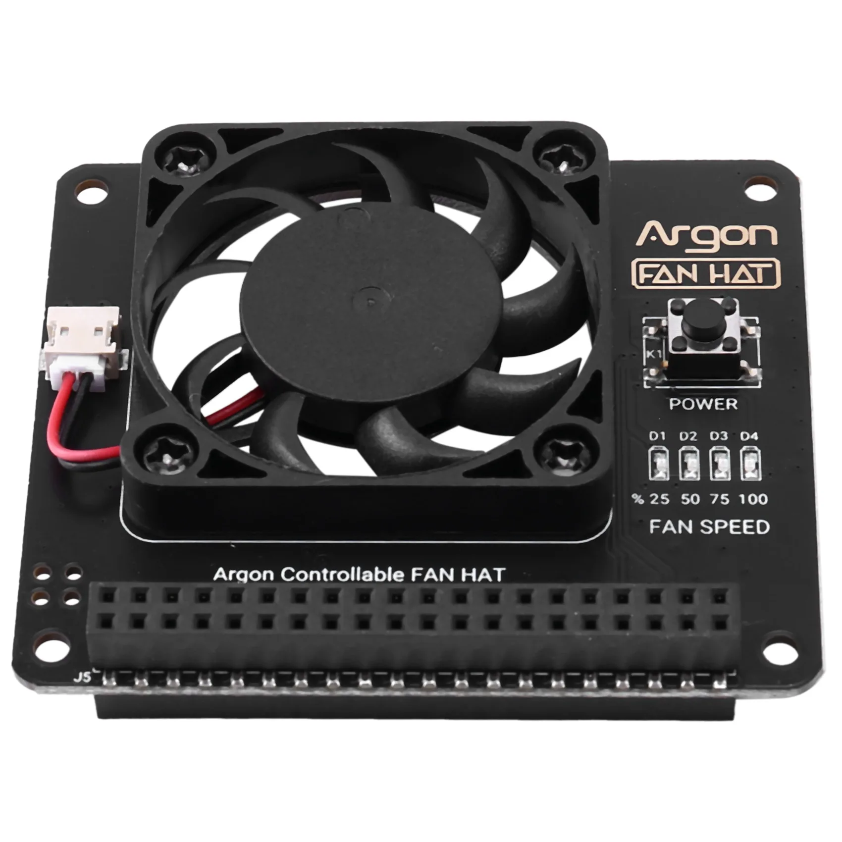 Sombrero de ventilador de argón para Raspberry Pi 4/ 3, ventilador de refrigeración con Software, velocidad ajustable/40mm, ventilador grande para