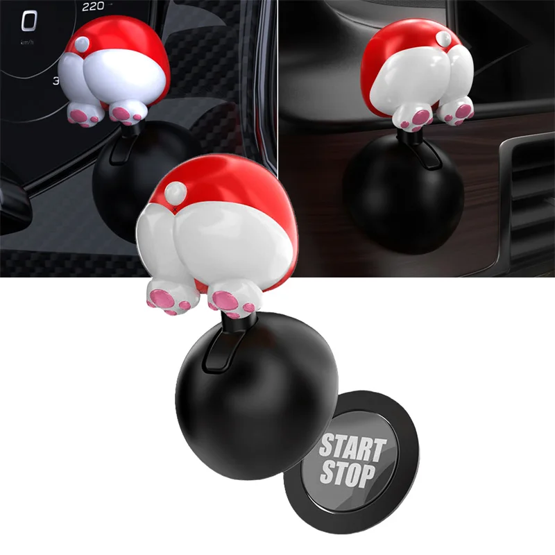 Corgi-dog Butt Car One Click Start Lever Creative Ignition Switch Cover Start Stop Button Protection Interior Decoration Funny