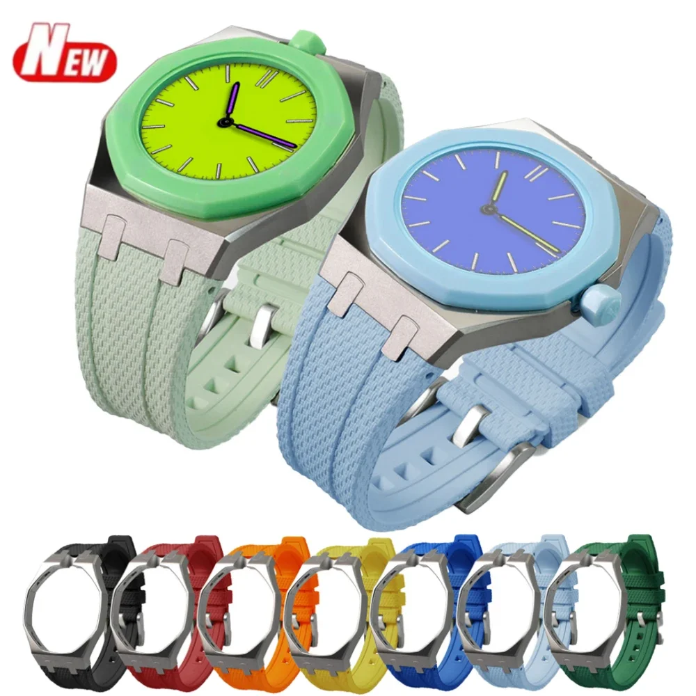 Nylon / Fluororubber Strap Titanium Case for Swatch Royal Pop Case Luxury Modification Kit 3 'O Clock/12 'O Clock Accessory
